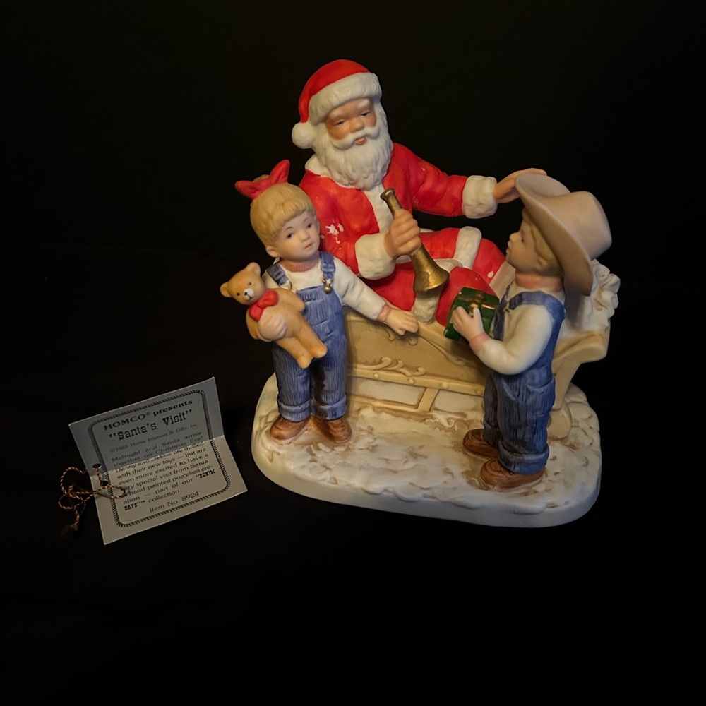 Denim Days Santa's Visit #8924 Homco Home Interiors Christmas Figurine 1985